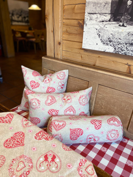 Housse de coussin ronde env. 100 cm Ø aspect cabane alpine beties "Kaiser-Jodler"