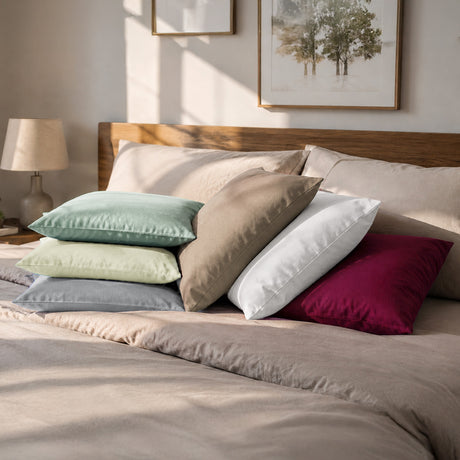 beties basicSoft Millieu auf einem bett im schlafzimmer – Kissenbezüge in allen 6 farben 