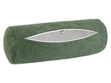 XL Rollenhülle 25x70 cm oliven-grün beties „FarbTon" – Kissenbezug mit geöffnetem Reißverschluss, Seitenansicht