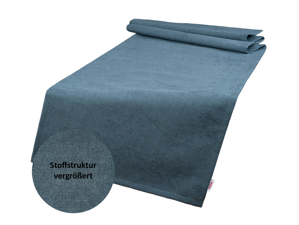  XL Tischläufer 40x220 cm nordlicht-blau Chenille-Haptik beties „FarbTon" – Detailbild Stoffstruktur 