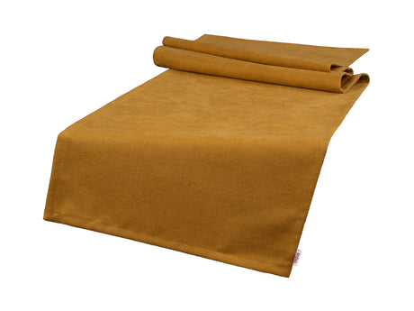  XL Tischläufer 40x220 cm curry-gelb Chenille-Haptik beties „FarbTon" – Tischwäsche Oeko-Tex 