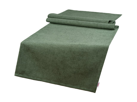  XL Tischläufer 40x220 cm oliven-grün Chenille-Haptik beties „FarbTon" – Tischwäsche Oeko-Tex 