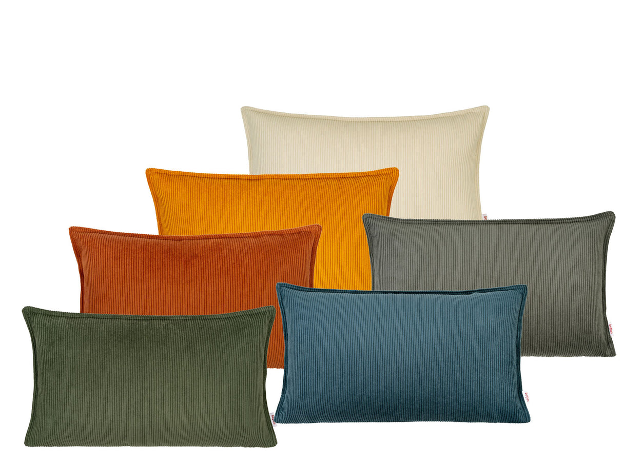 Kissenhülle ca. 30x50 cm Cord-Samt beties "HYggelig No.1" Kissenbezug mit aufwendiger Jeans-Doppelnaht in Raumausstatter Qualität