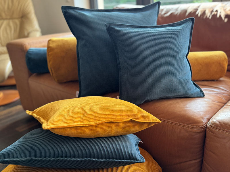 Housse de coussin ronde d'environ 80 cm Ø velours côtelé beties "HYggelig No.1" housse de coussin de sol de qualité décorateur d'intérieur d'une entreprise allemande