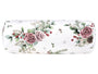 Weisse Nackenrollenhuelle ca. 15x40 cm – Winterdeko mit rosa, gefrosteten Rosen, Tannenzapfen und Zweigen. – 100% Baumwolle – Aus der beties Magie des Winters "Frost-Rose" Kollektion.