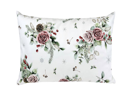 Kissenhülle ca. 25x35 cm mauve – Winterdeko mit gefrosteten Rosen – 100% Baumwolle – beties Magie des Winters "Frost-Rose"