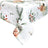 Weisse Tischdecke – Winterdeko mit gefrosteten Rosen in orange, Kieferzapfen, Beeren und Zweigen – 100% Baumwolle – aus der beties Magie des Winters "Frost-Rose" Kollektion.