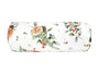 Weisse Nackenrollenhuelle ca. 15x40 cm – Winterdeko mit orangen, gefrosteten Rosen, Tannenzapfen und Zweigen – 100% Baumwolle – Aus der beties Magie des Winters "Frost-Rose" Kollektion.