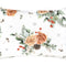 Weisse Kissenhuelle ca. 25x35 cm – Winterdeko mit orangen, gefrosteten Rosen, Kieferzapfen und Zweigen im Alloverdruck – 100% Baumwolle – Aus der beties Magie des Winters "Frost-Rose" Kollektion.