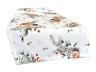 Weisser Tischlaeufer – Winterdeko mit orangen, gefrosteten Rosen – 100% Baumwolle – aus der beties Magie des Winters "Frost-Rose" Kollektion.