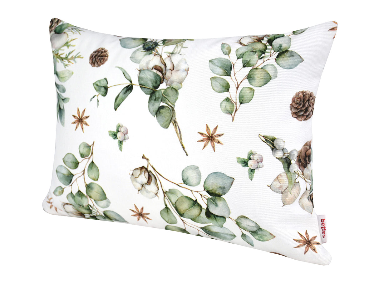 Kissenhuelle ca. 25x35 cm – Winterdeko mit Tannenzapfen – 100% Baumwolle – aus der beties Kollektion, Magie des Winters "Moggl"