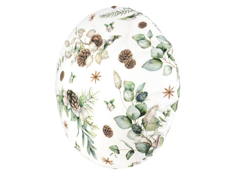 Runde Kissenhuelle ca. 40 cm im Durchmesser – Winterdeko mit Tannenzapfen – 100% Baumwolle – aus der beties Kollektion Magie des Winters "Moggl"