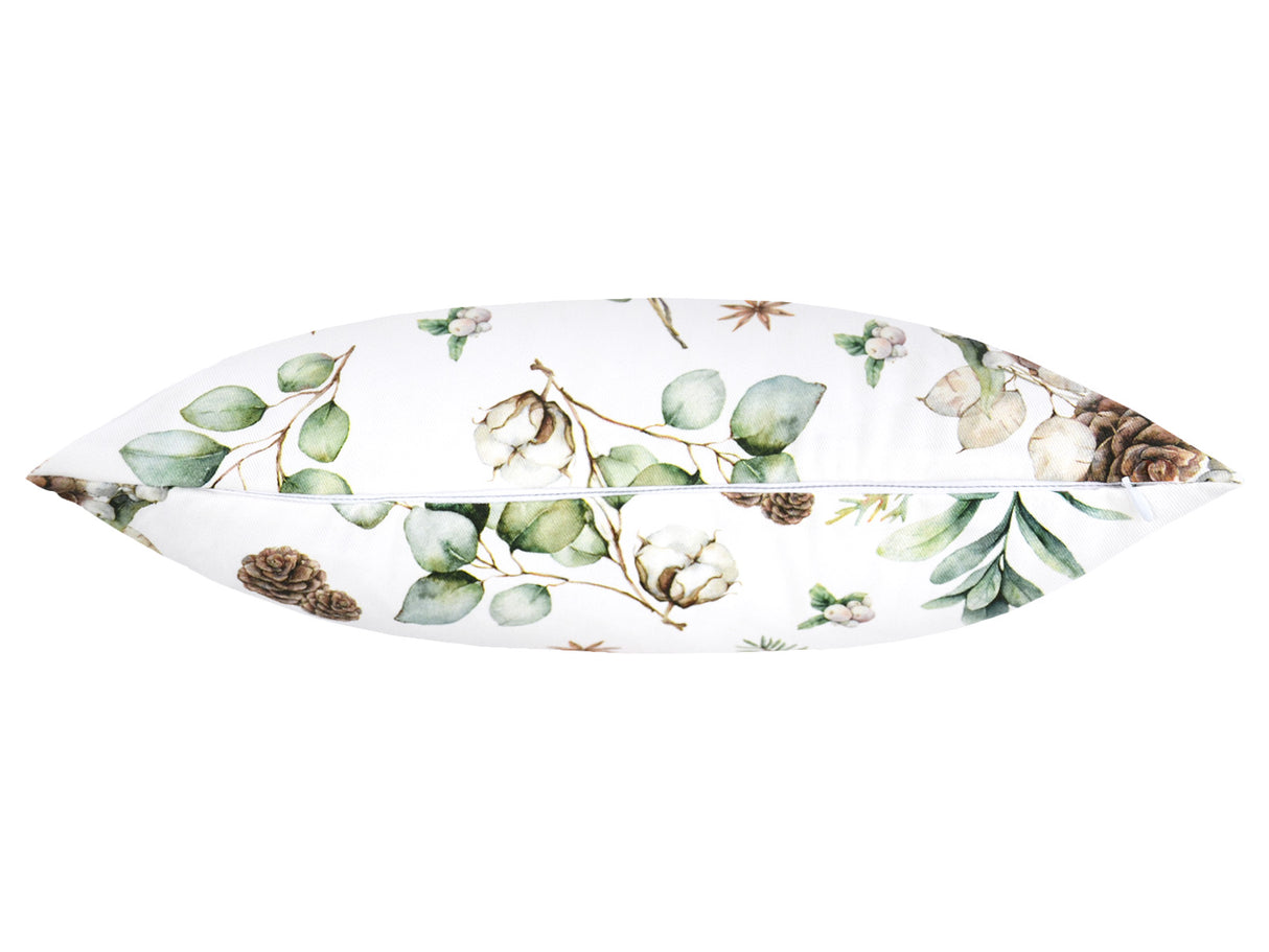 Kissenhuelle ca. 40x40 cm Ansicht von unten mit dem Reissverschluss – Winterdeko mit Tannenzapfen – 100% Baumwolle – aus der beties Kollektion Magie des Winters "Moggl"