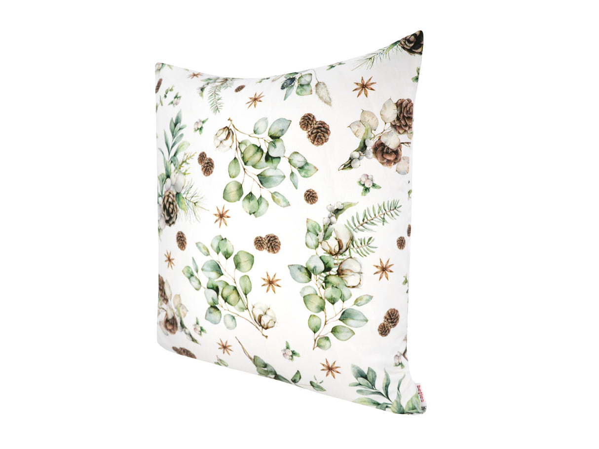 Kissenhülle ca. 50x50 cm – Winterdeko mit Tannenzapfen – 100% Baumwolle – aus der beties Kollektion, Magie des Winters "Moggl"