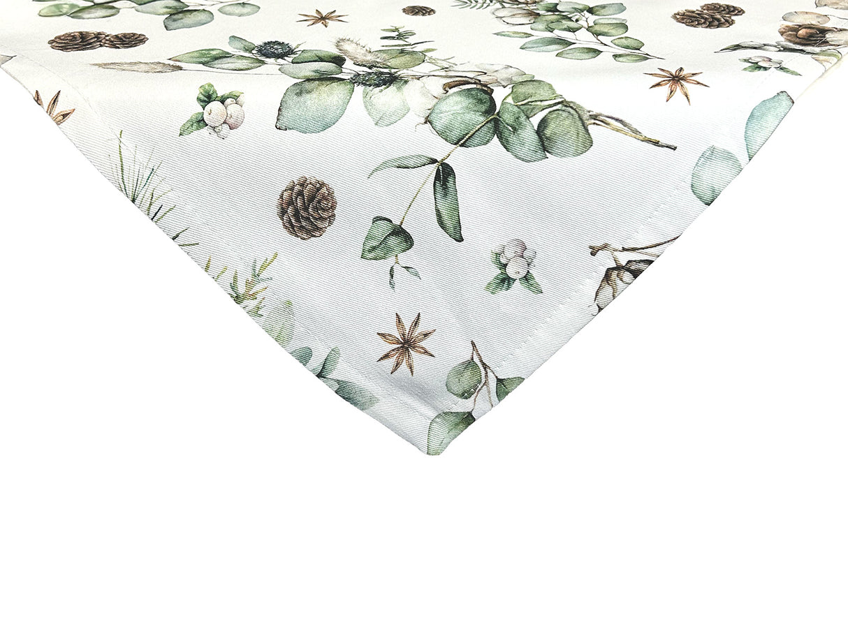 XS Mitteldecke ca. 60x60 cm – Winterdeko mit Tannenzapfen – 100% Baumwolle – beties Magie des Winters "Moggl"