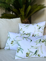 Mediterrane runde Kissenhülle ca. 50 cm Ø aus 100% Baumwolle - Oliven Design aus der beties "Italy Collection"