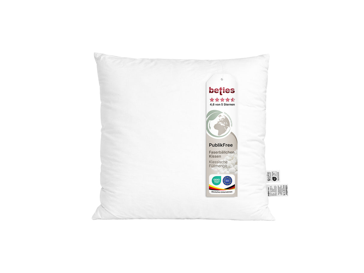 beties PublikFree Polyesterflocken Füllkissen 45x45 cm – etikett, Polyester, vegan, waschbar, Made in Europe