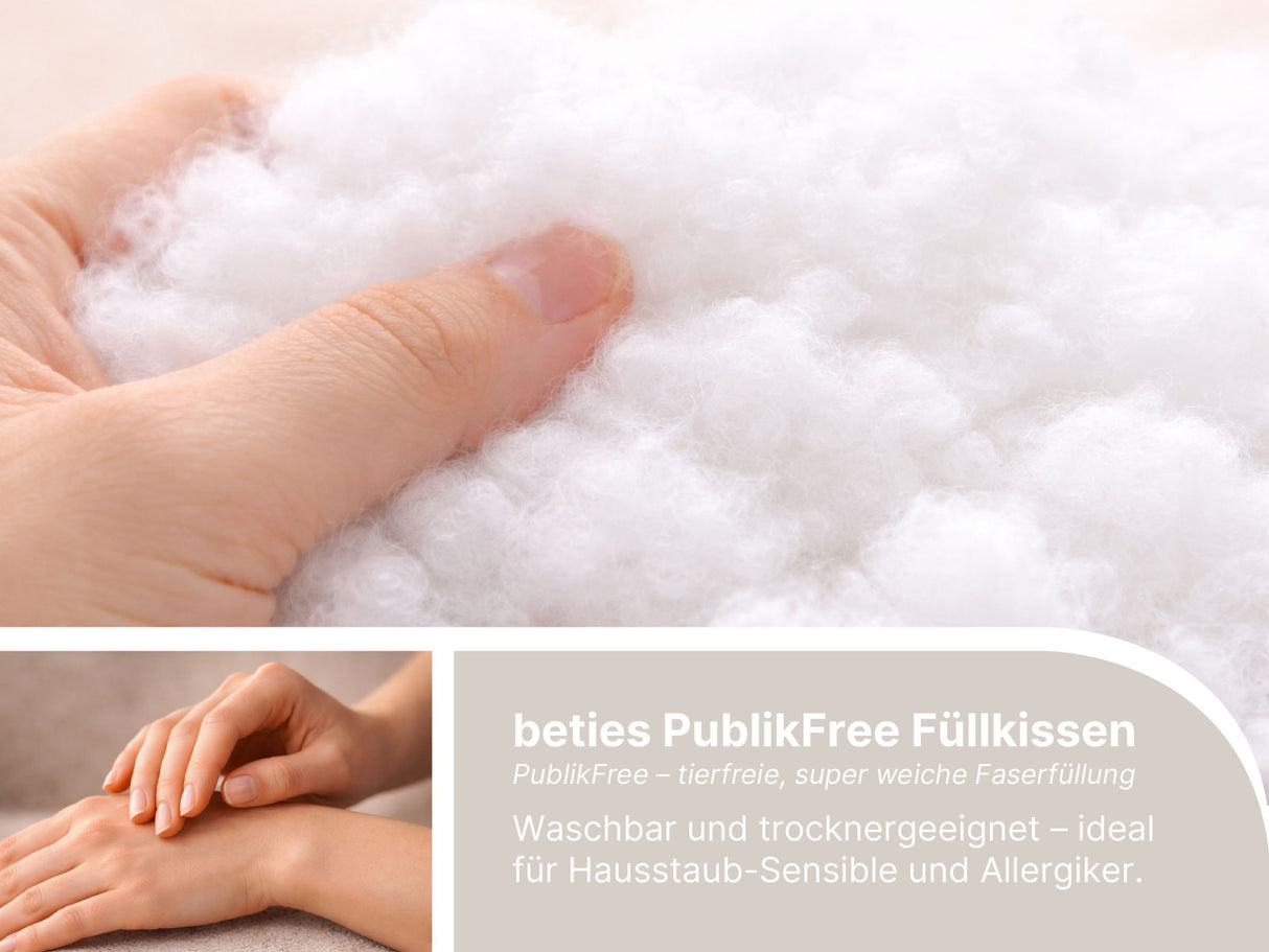 beties PublikFree polyesterflocken Fuellkissen – Nahaufnahme Füllung, alergikertfreundlich
