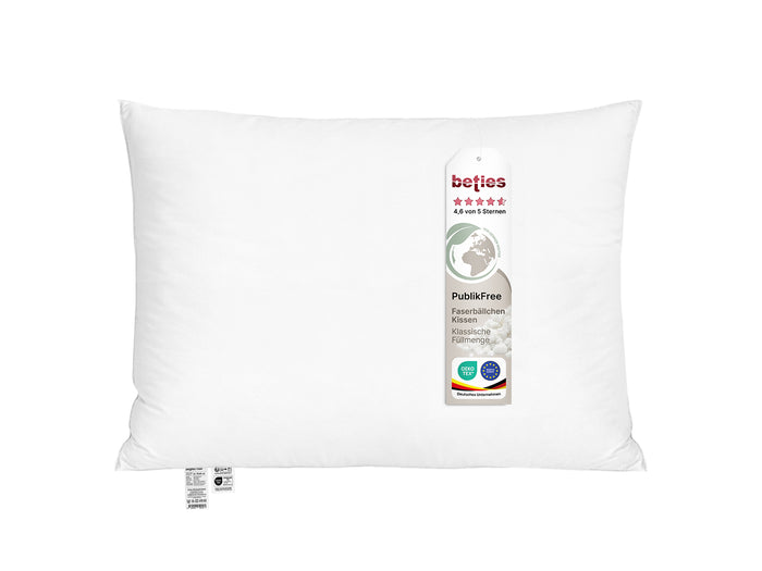 beties PublikFree Polyesterflocken Kopfkissen 50x70 cm – etikett, vegan, waschbar, Made in Europe