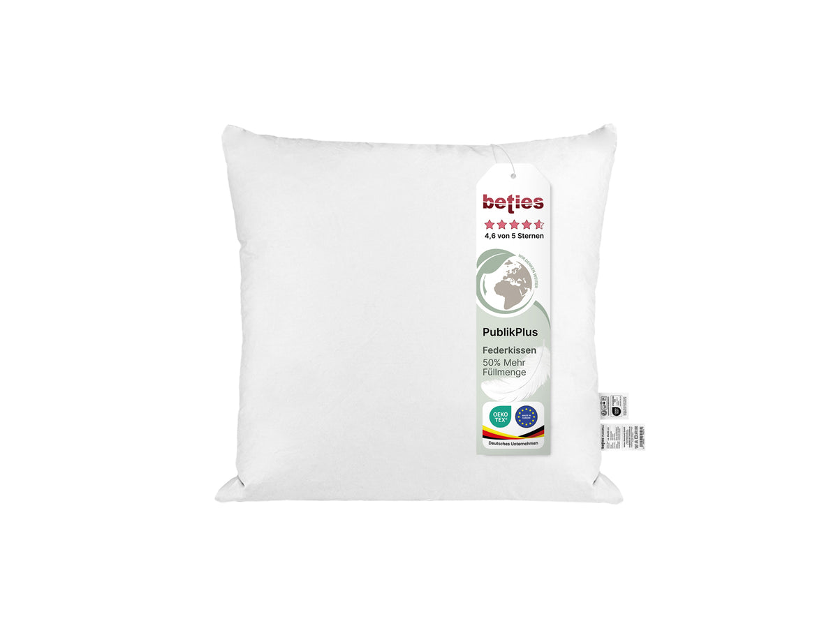 Federkissen 40x40 cm Innenkissen extra voll gefüllt – 50 % Mehrfüllung | PublikPlus