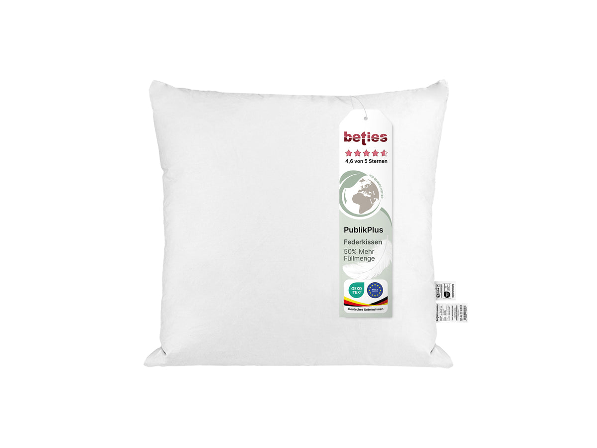 Federkissen 50x50 cm Innenkissen extra voll gefüllt – 50 % Mehrfüllung | PublikPlus