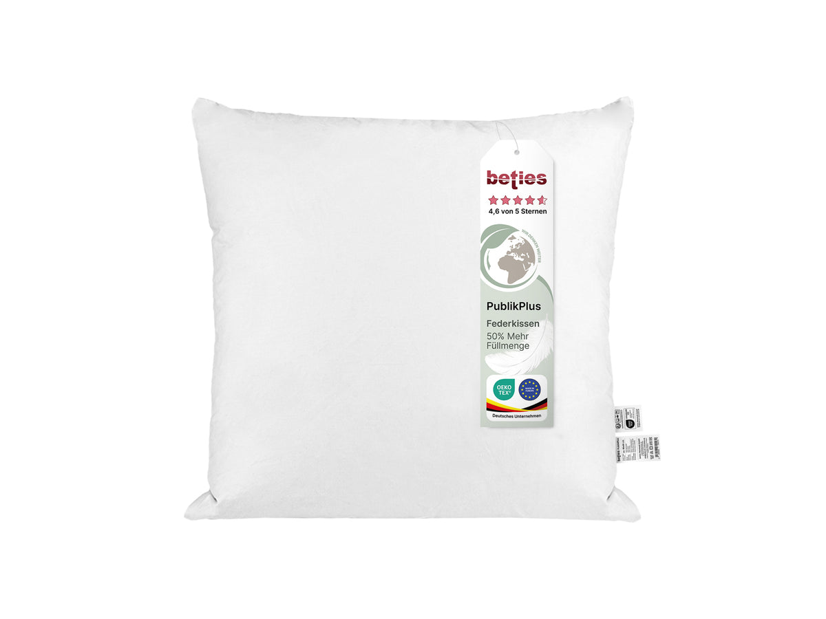 Federkissen 60x60 cm Innenkissen extra voll gefüllt – 50 % Mehrfüllung | PublikPlus