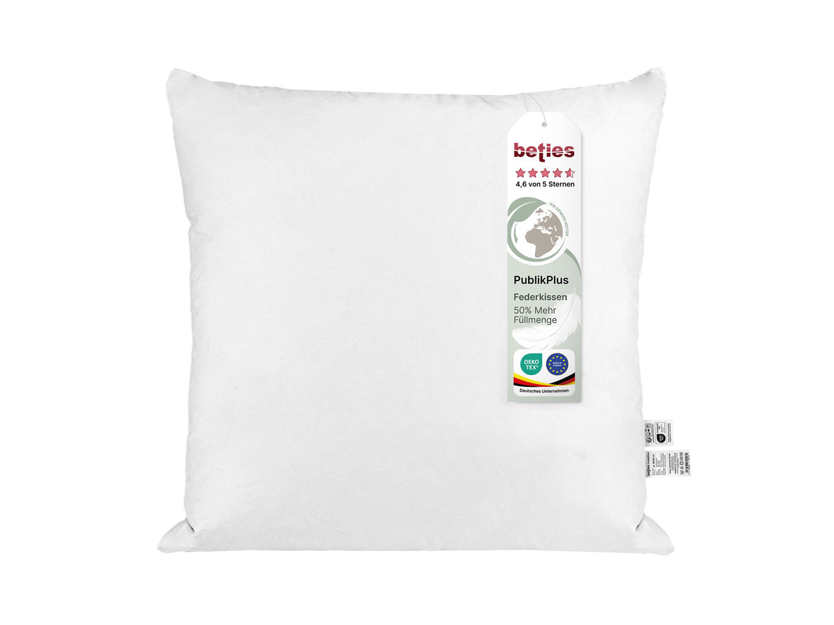 Federkissen 80x80 cm Innenkissen extra voll gefüllt – 50 % Mehrfüllung | PublikPlus