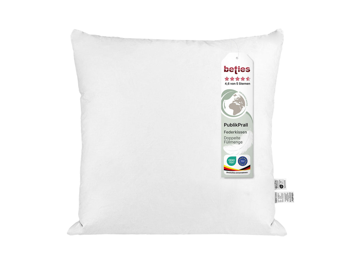 Federkissen 80x80 cm festes Paradekissen, Bodenkissen – 100 % Mehrfüllung | PublikPrall