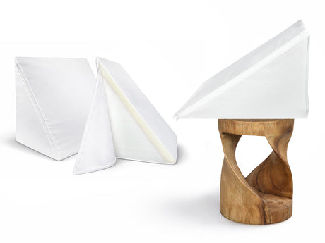 beties Publikrelax Keilkissen Stuetzkissen Visko – Groeßenvergleich mit einem Holzhocker