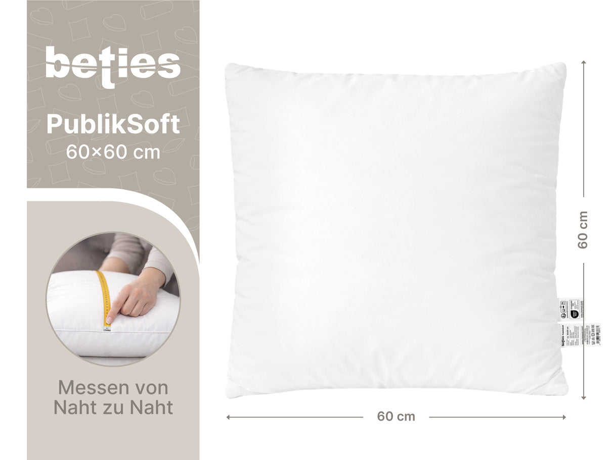 Daunenkissen 60x60 cm weich bauschig – Sofakissen Loungekissen– beties PublikSoft