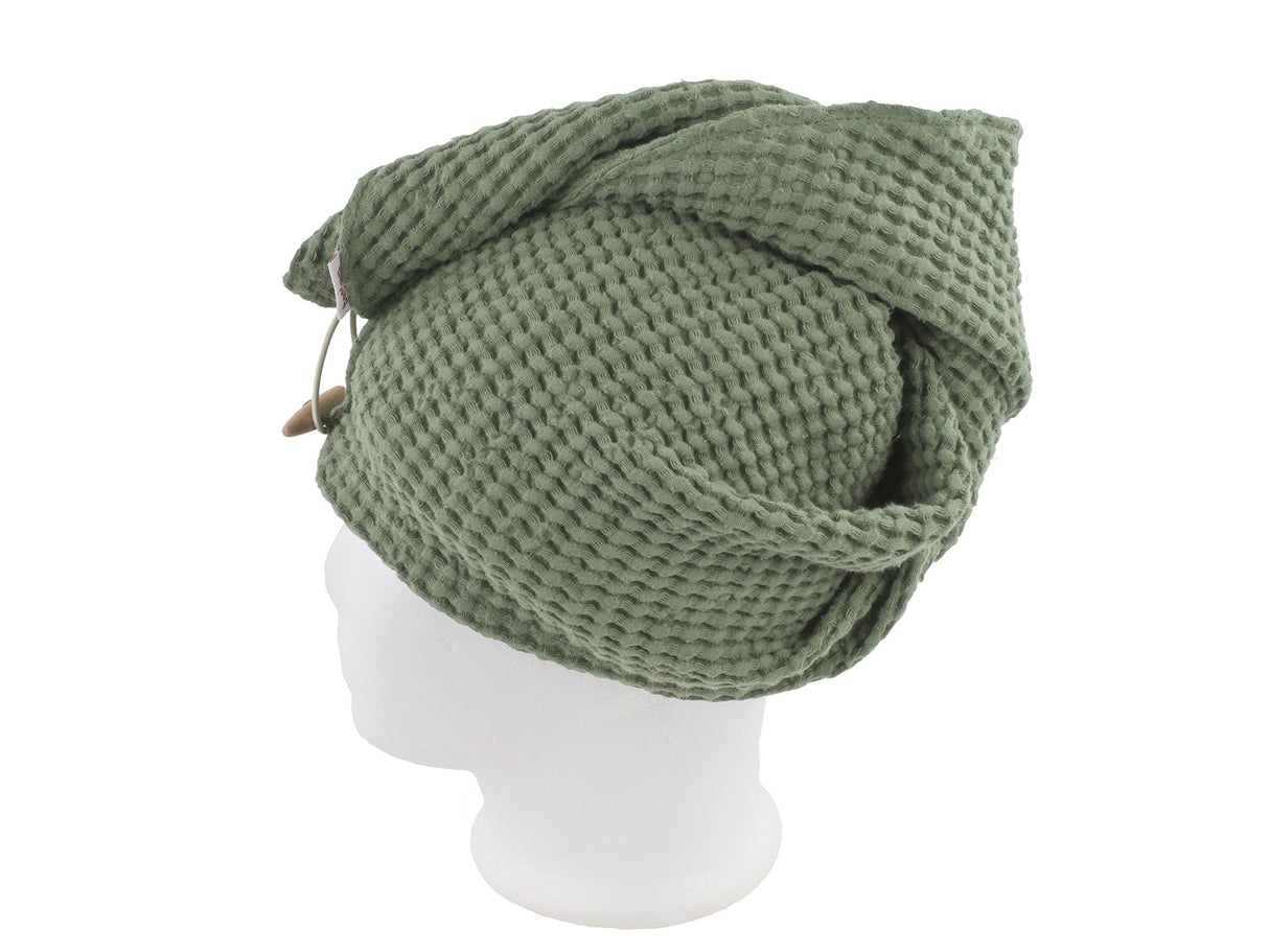 beties Pur Nature Haarturban Salbeigrün – Haarturban aus Waffelpiqué Leinen-Baumwoll-Mix, saugfähig und nachhaltig 