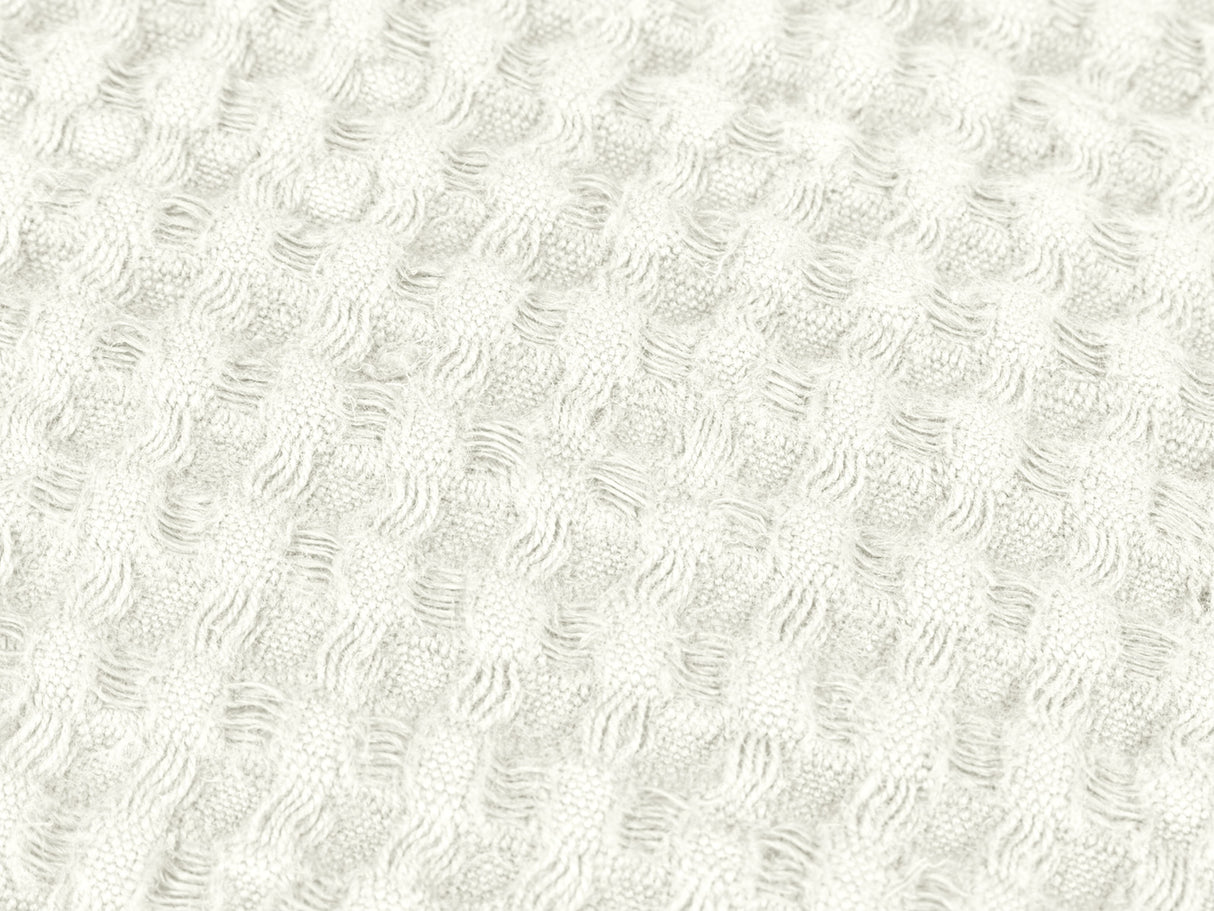 Waffelpique-Stoff, Detailaufnahme in der Farbe Gletscher-weiss aus Baumwoll-Leinenmix von beties aus der "PUR.NATURE" Serie.