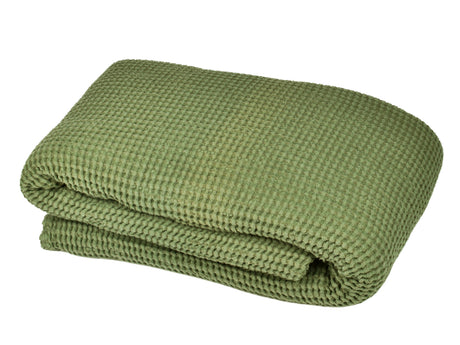 Wellness- & Wohndecke Salbei-grün ca. 215x230 cm – große Waffelpique Tagesdecke aus Baumwoll-Leinenmix beties "PUR.NATURE"