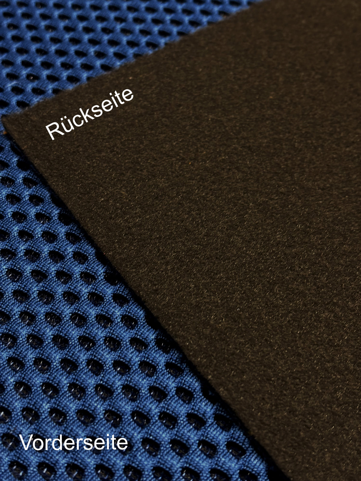 Wabenstoff Detail in blau Vorder und Rückseite