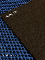 Wabenstoff Detail in blau Vorder und Rückseite