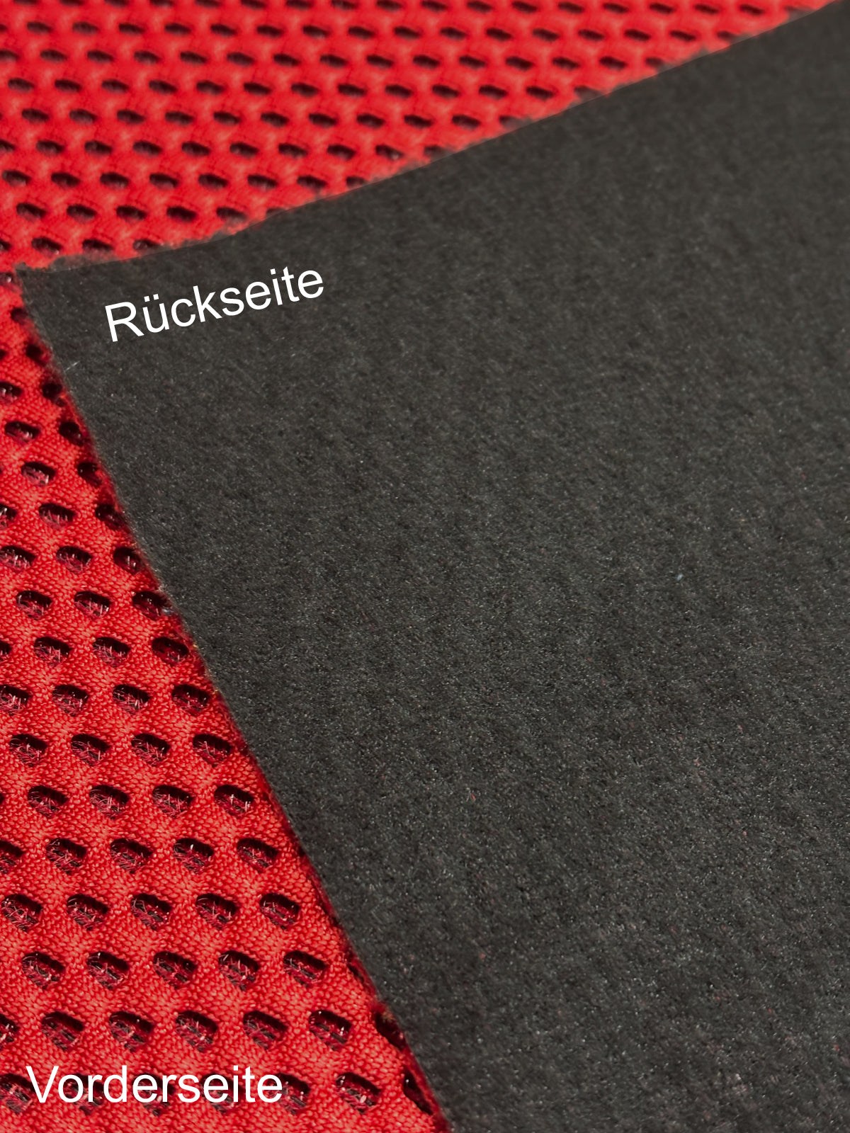 Wabenstoff Detail in rot Vorder und Rückseite